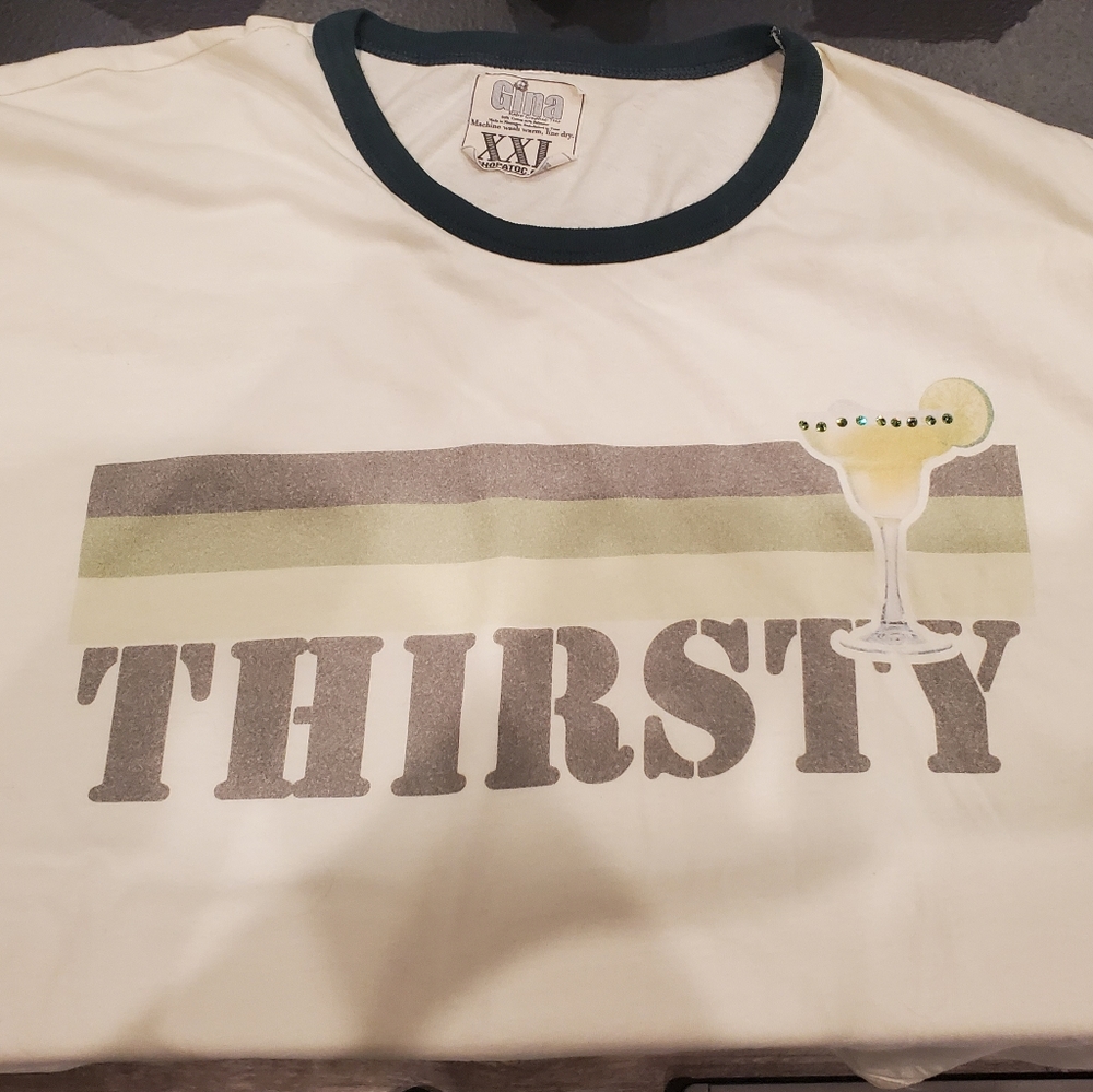 Thirsty Margarita Embellished 2XL Retro Tee